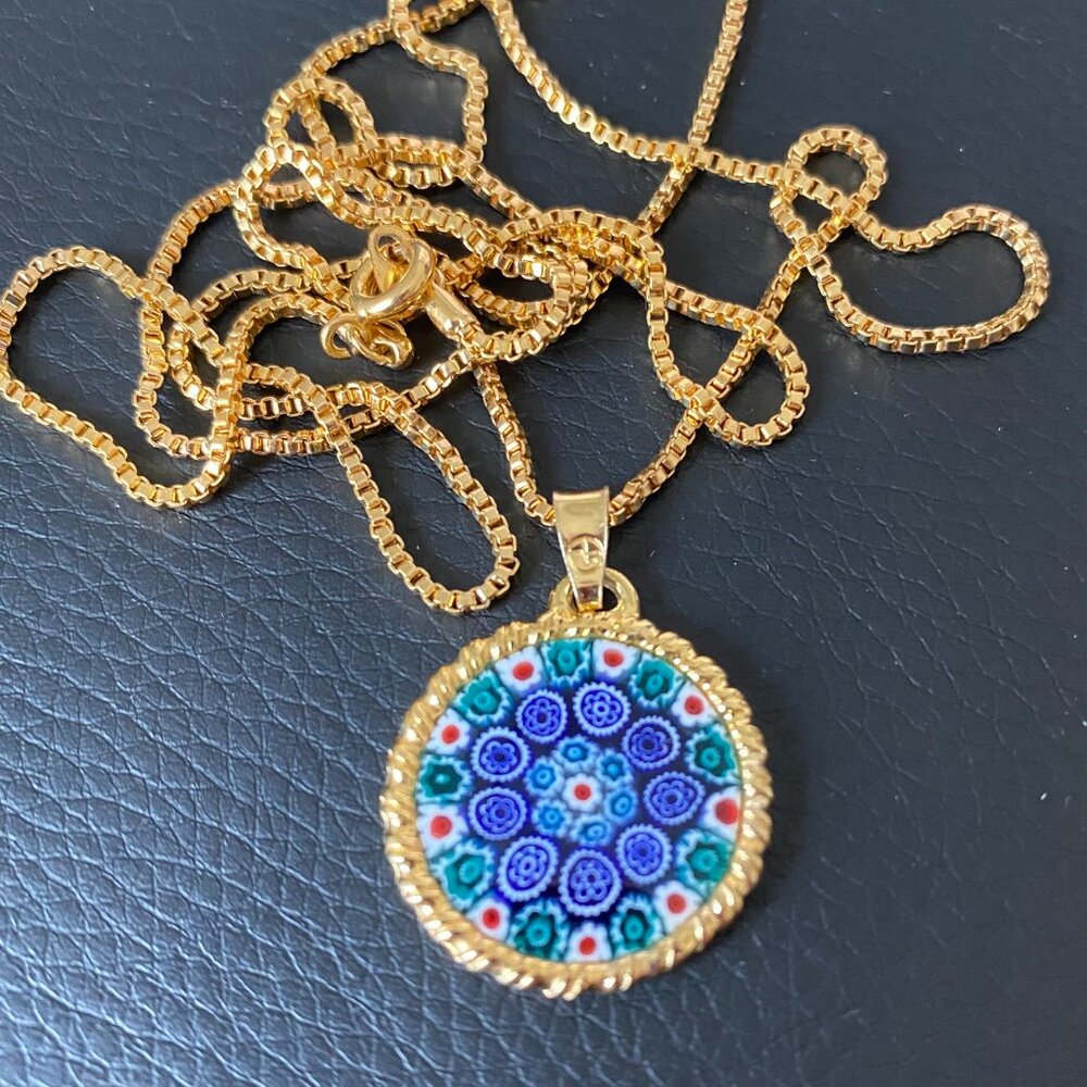 Original Murano Glass Sterling and 24k Gold Plated Pendant